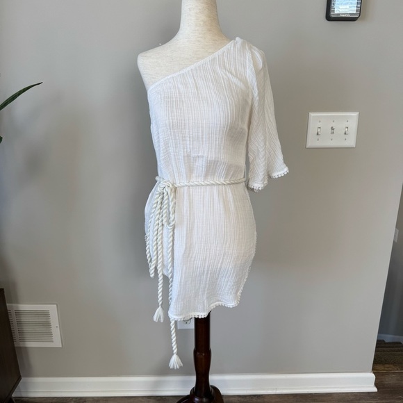 Abercrombie & Fitch One-Shoulder Tunic Coverup Braided Tassel Belt Size: S/M - Picture 7 of 10